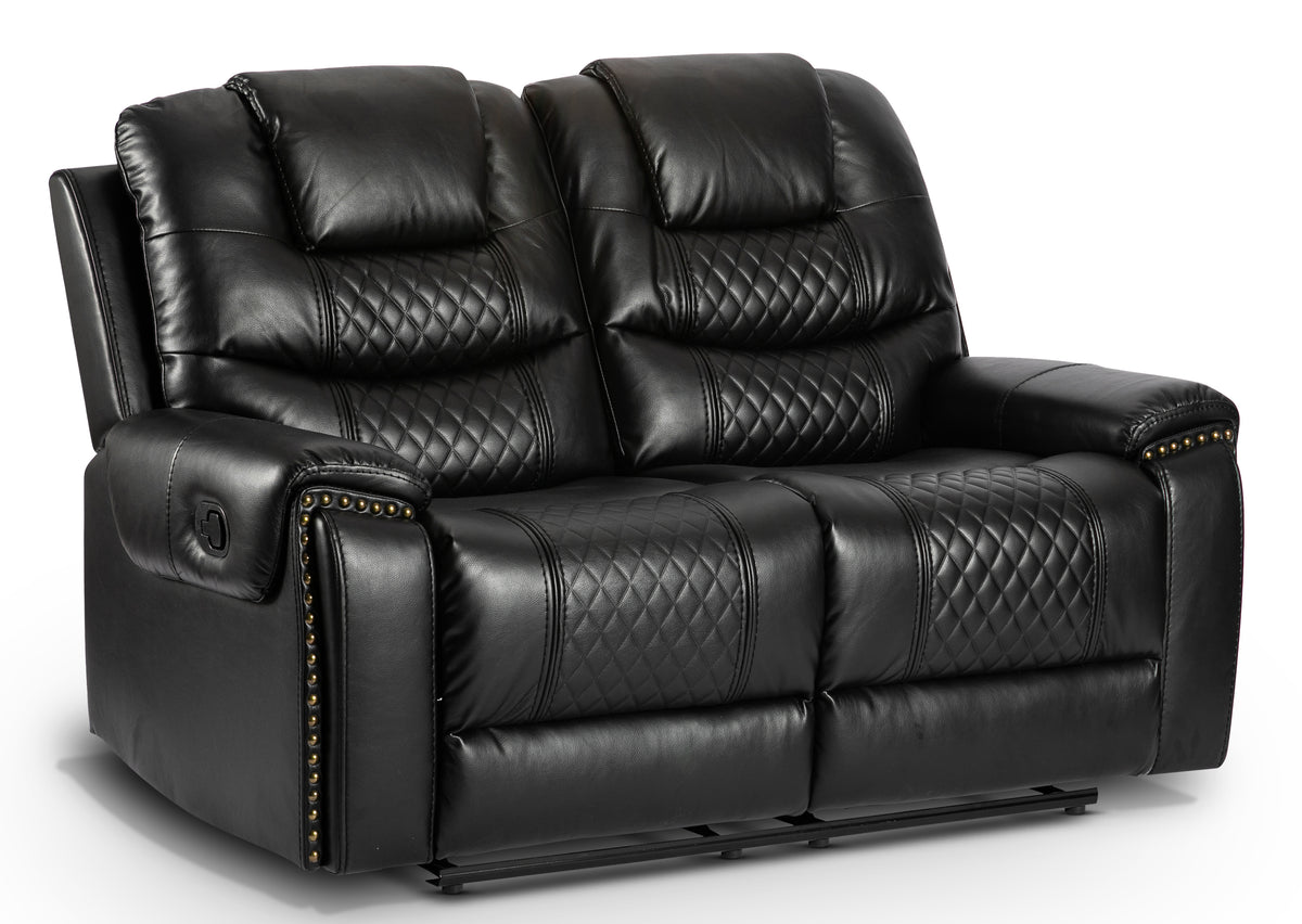 Faux Leather Black 2 Seater Manual Recliner Sofa RAVENNA