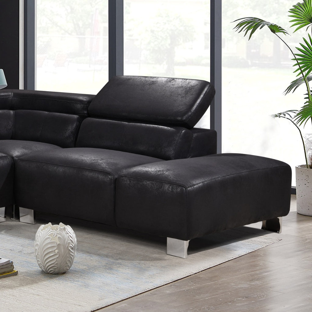 Leather Air Black Suede Right Hand Facing Livorno Corner Chaise Sofa