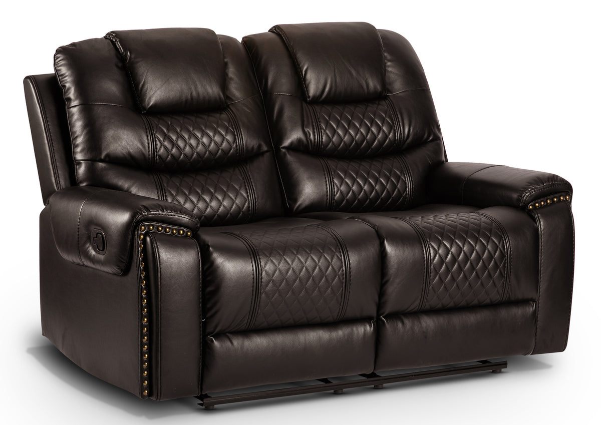 Faux Leather Brown 2 Seater Manual Recliner Sofa RAVENNA