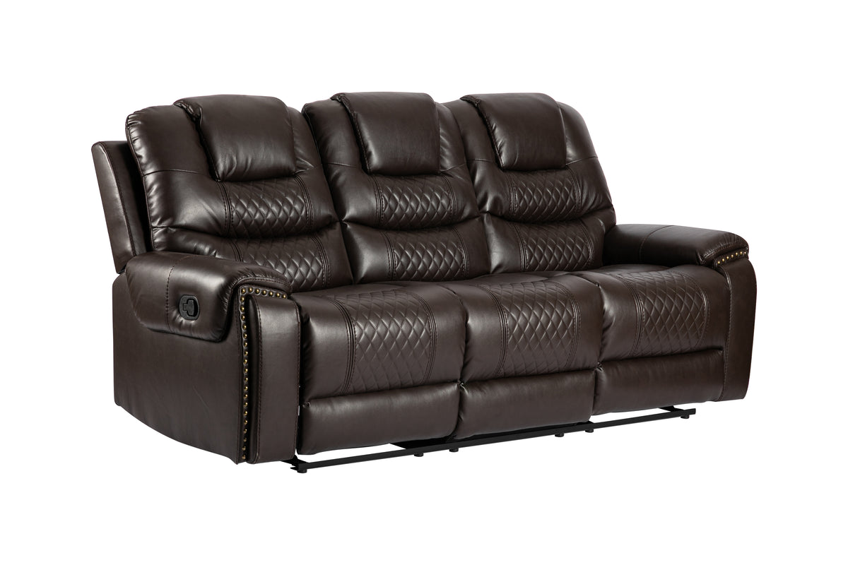 Faux Leather Brown 3 + 1 Seater Manual Recliner Sofa Set RAVENNA