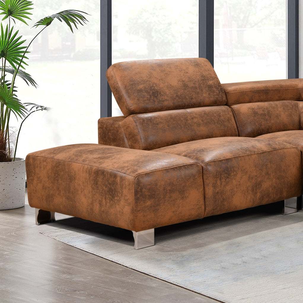 Leather Air Brown Suede Left Hand Facing Livorno Corner Chaise Sofa