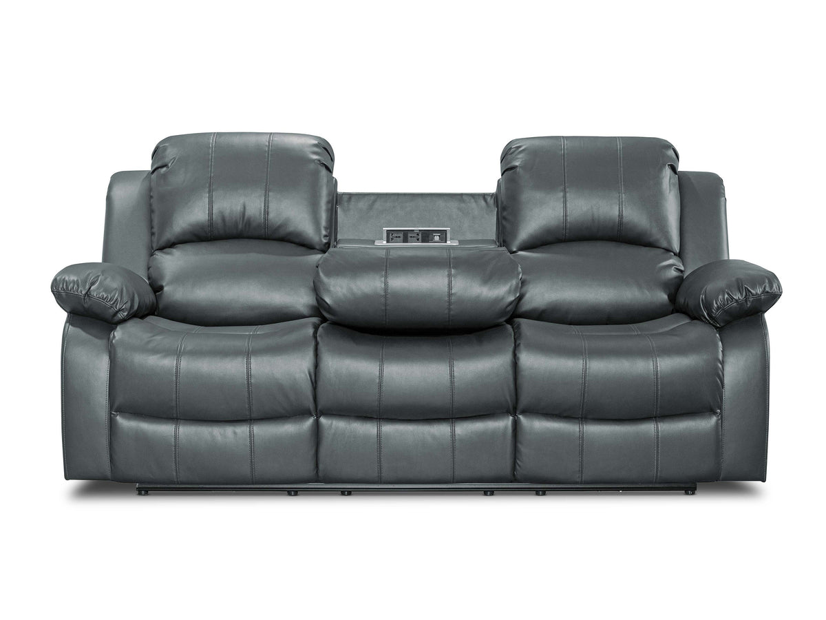 Faux Leather Grey 3 Seater Electric Recliner Sofa VALENCIA