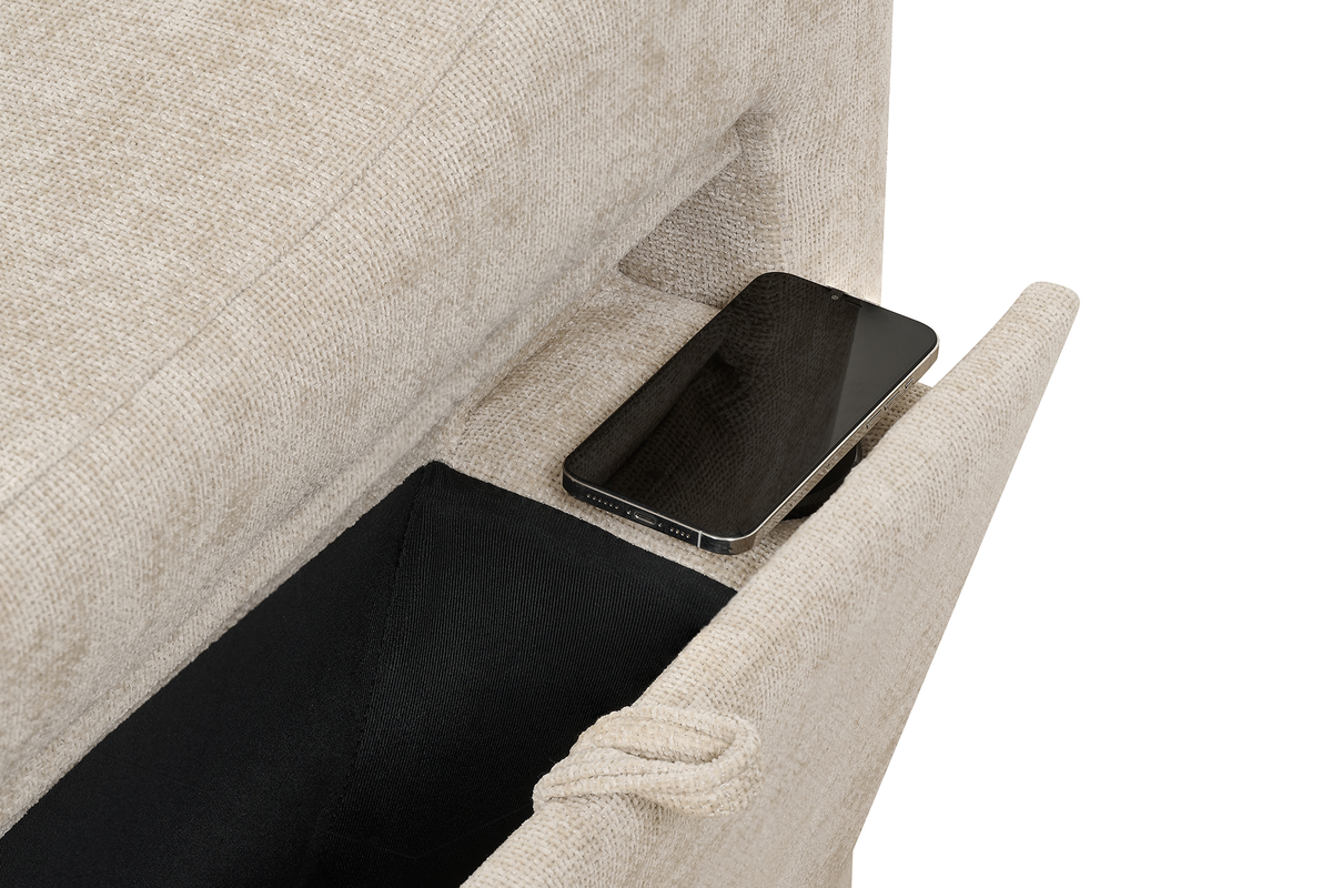 Light Beige Chenille Fabric 1C2 Corner Sofabed with Storage ARTHUR