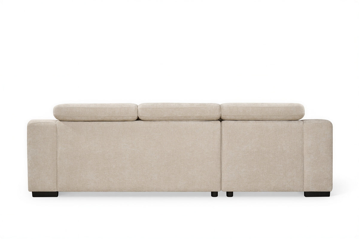 Light Beige Chenille Fabric 1C2 Corner Sofabed with Storage ARTHUR