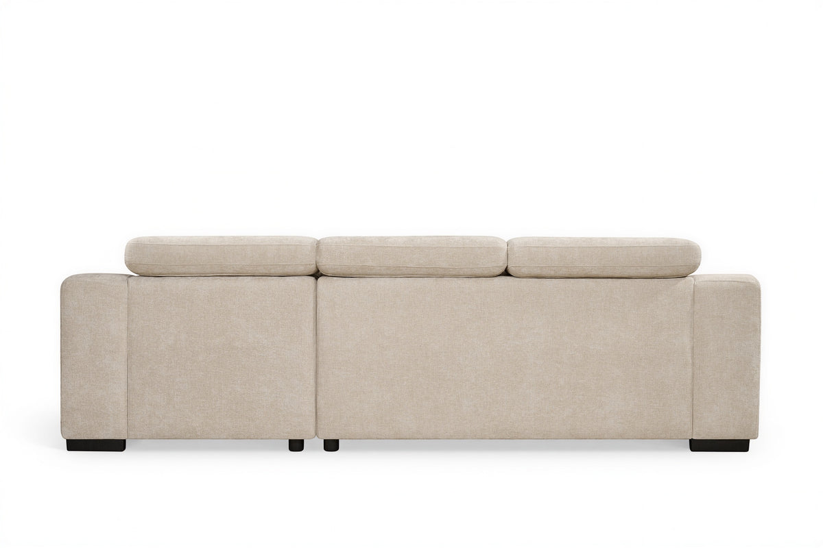 Light Beige Chenille Fabric 2C1 Corner Sofabed with Storage ARTHUR