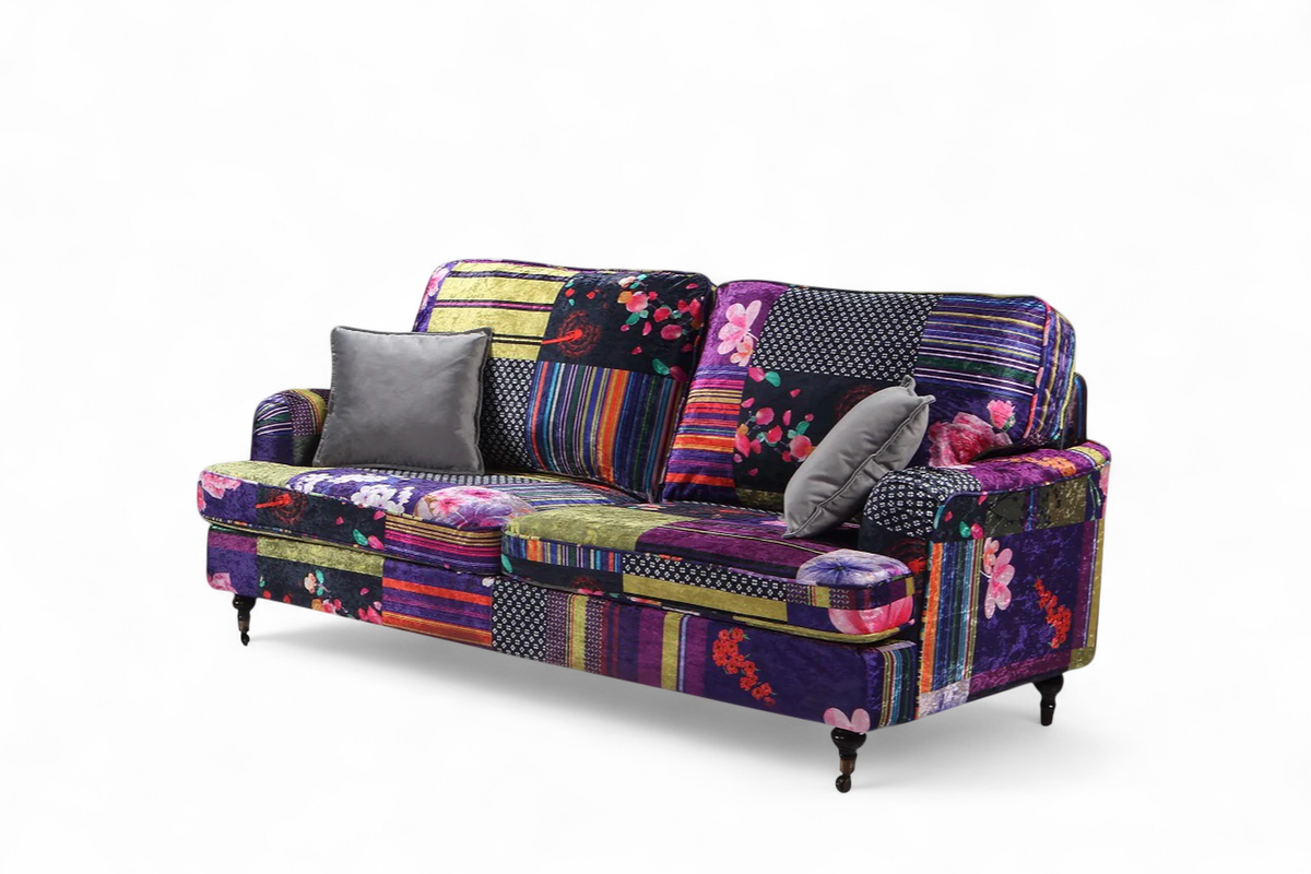Multicoloured Fabric Patchwork 3 + 2 Seater Bella Sofa Set ASTBURY