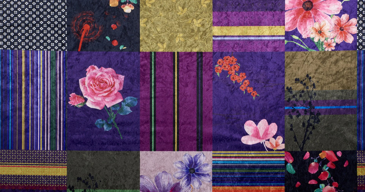 Multicoloured Fabric Patchwork Patterned Swatch Sample Upholstery