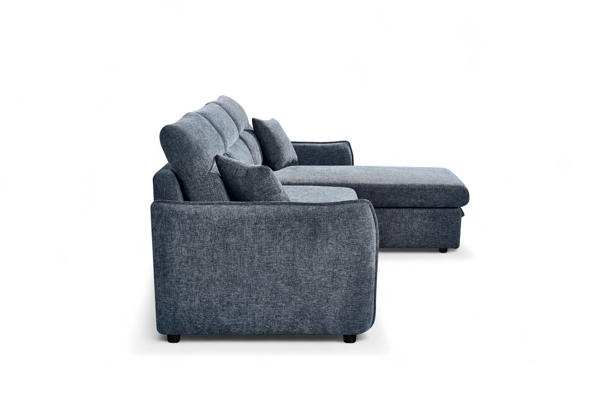 Pale Blue Chenille Fabric 2C1 Corner Sofabed with Storage ARCHIE