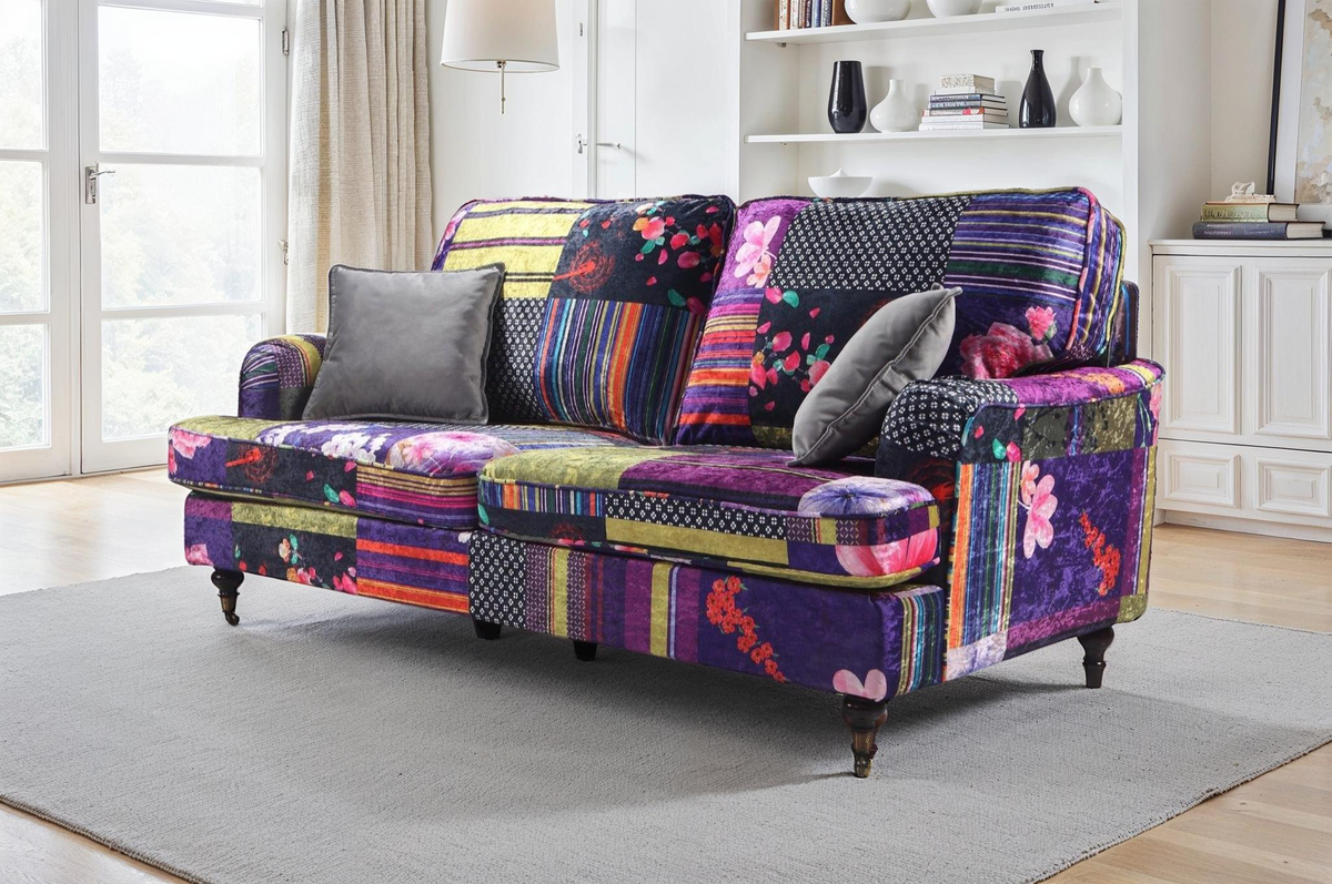 Patchwork Fabric 3 Seater Bella Sofa ASTBURY