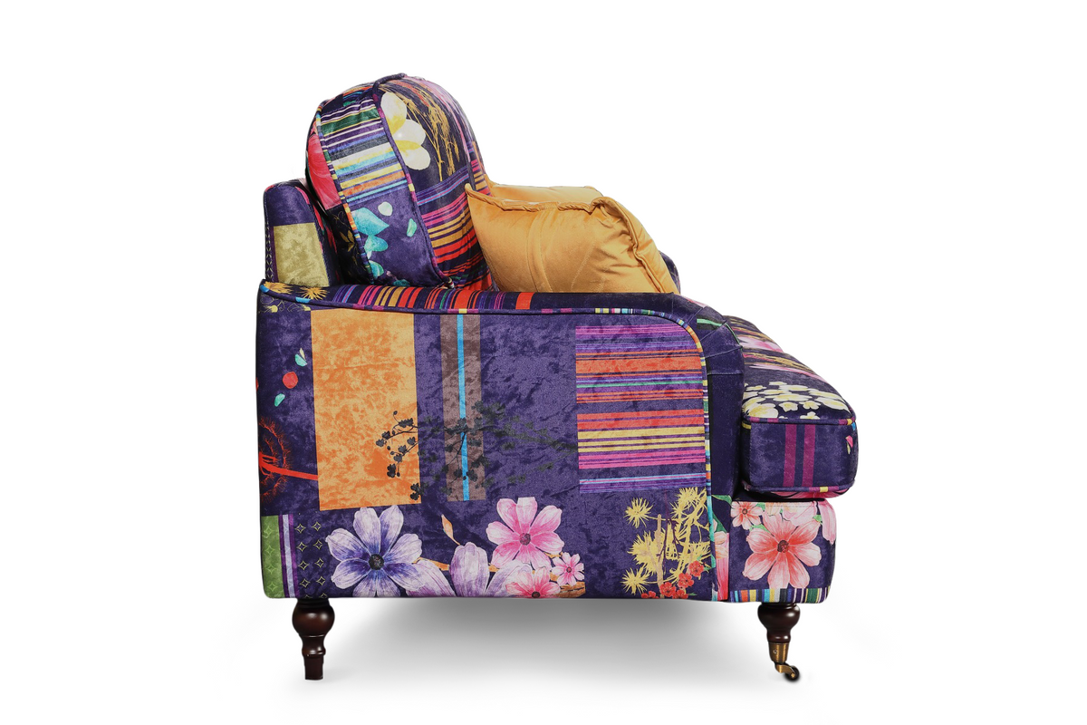 Purple Patchwork Fabric 1 Seater Bella Sofa ASTBURY