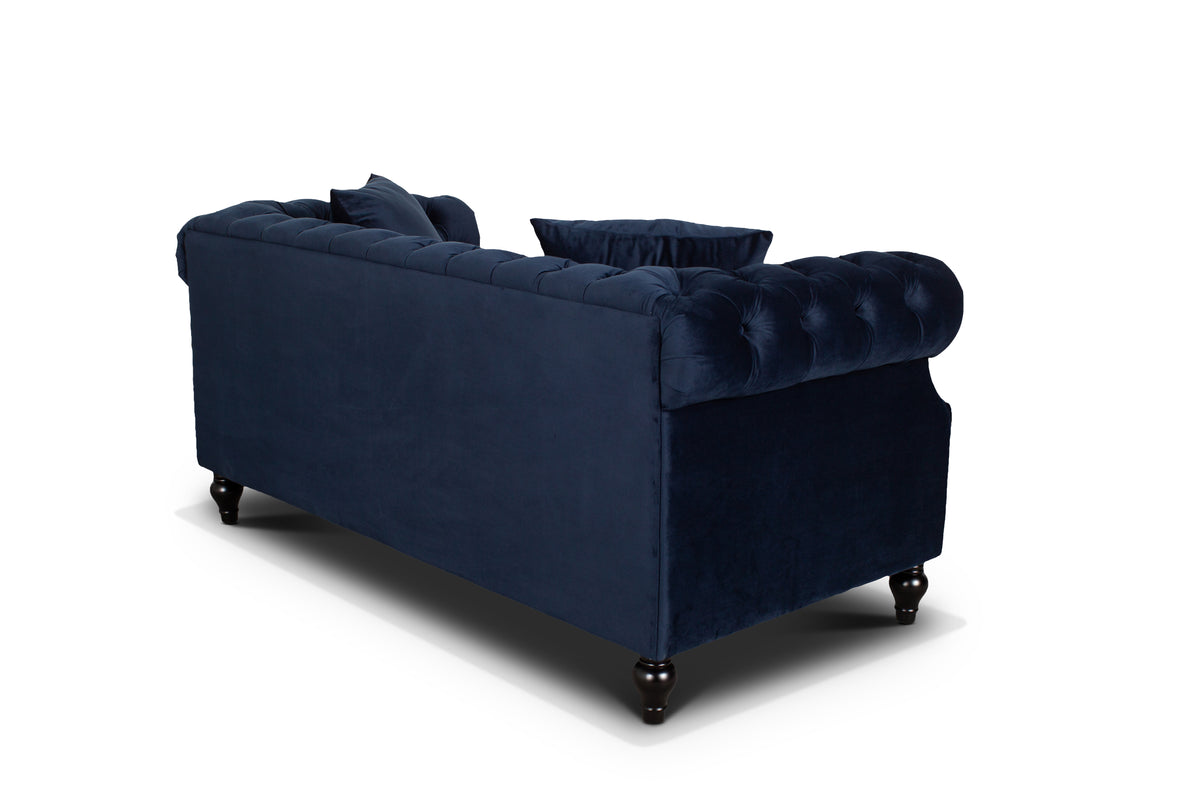 Velvet Navy Blue 3 + 2 Seater Chesterfield Sofa Set RICHMOND