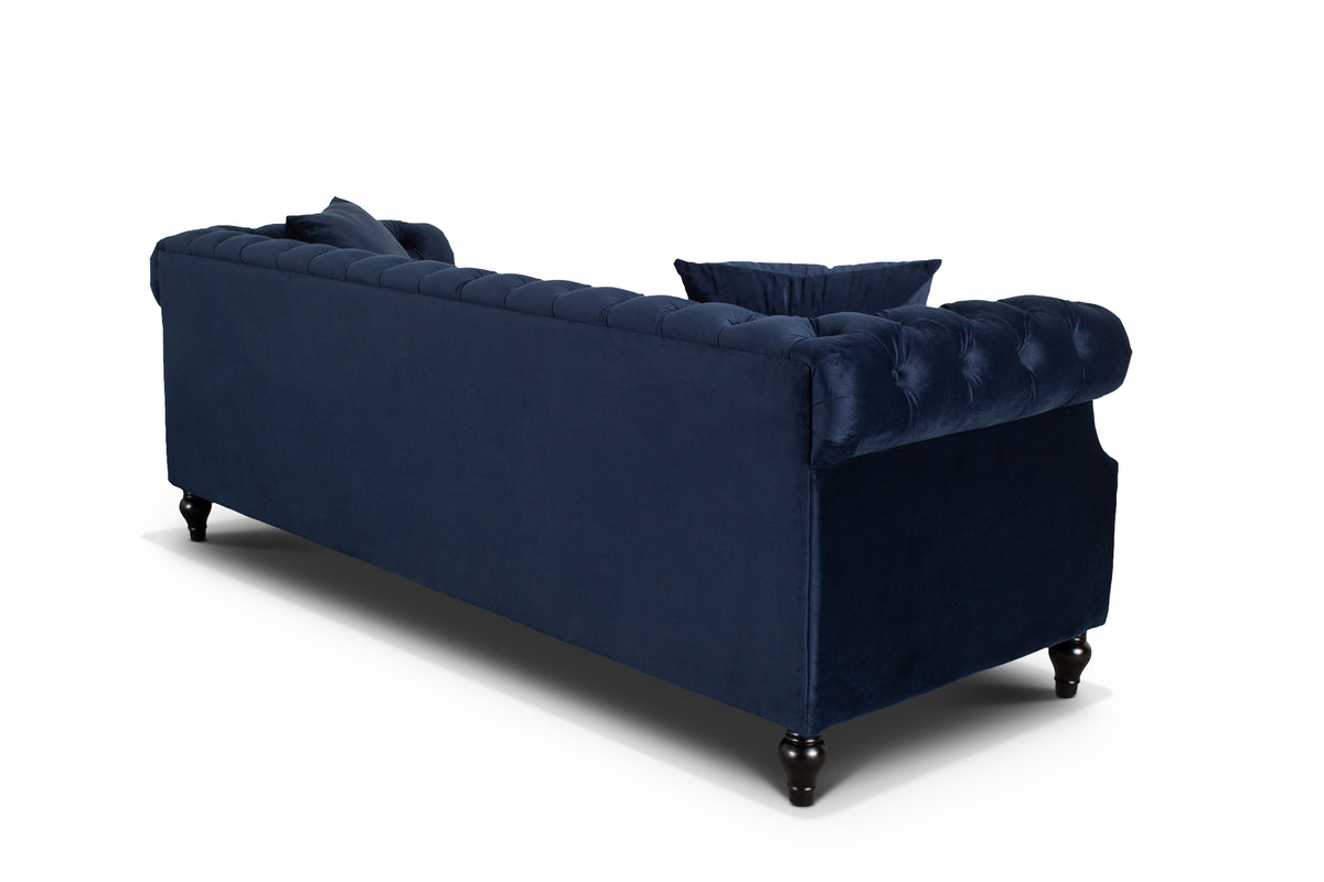 Velvet Navy Blue 3 + 2 Seater Chesterfield Sofa Set RICHMOND