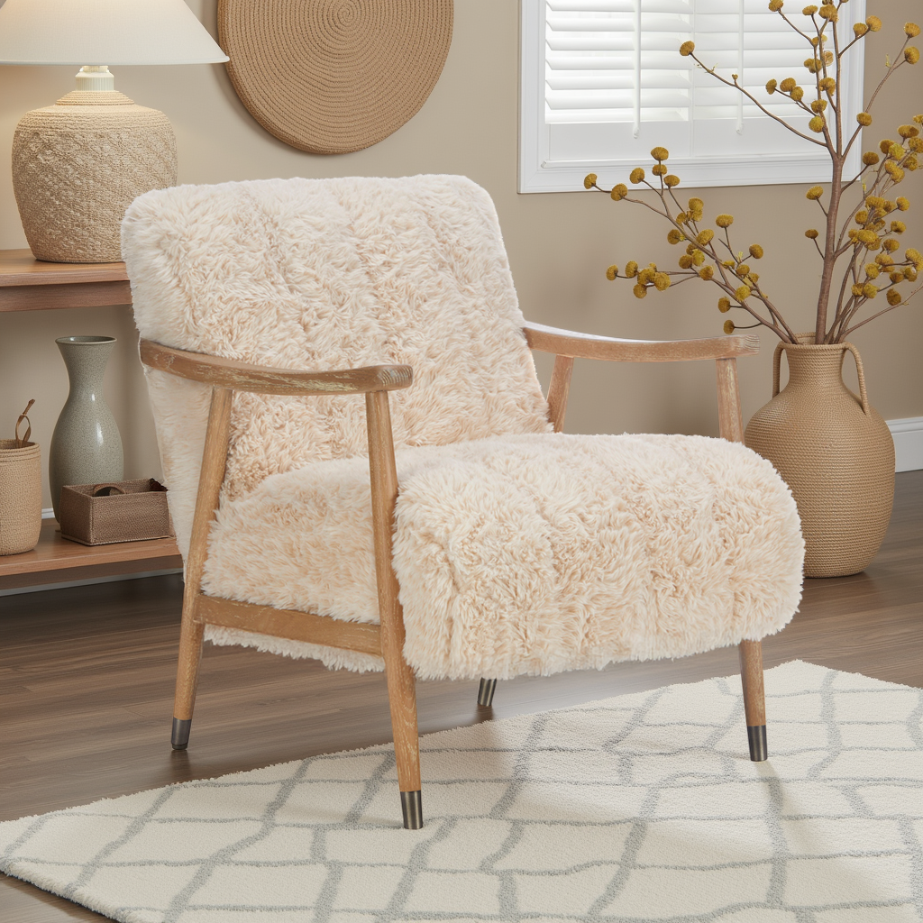 Sheepskin Style Faux Fur Armchair MAGGIE