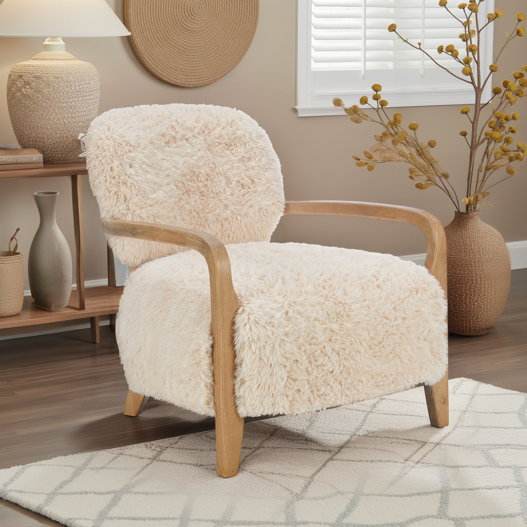 Sheepskin Style Faux Fur Armchair MISTY