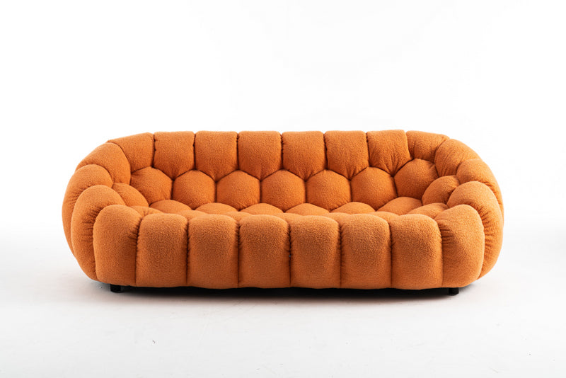 Teddy Boucle Fabric Orange Atrani 3 Seater Sofa