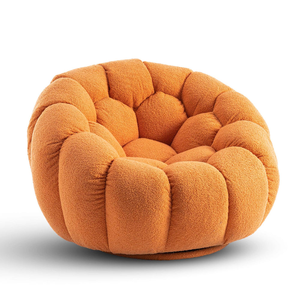 Teddy Boucle Fabric Orange Atrani Accent Chair
