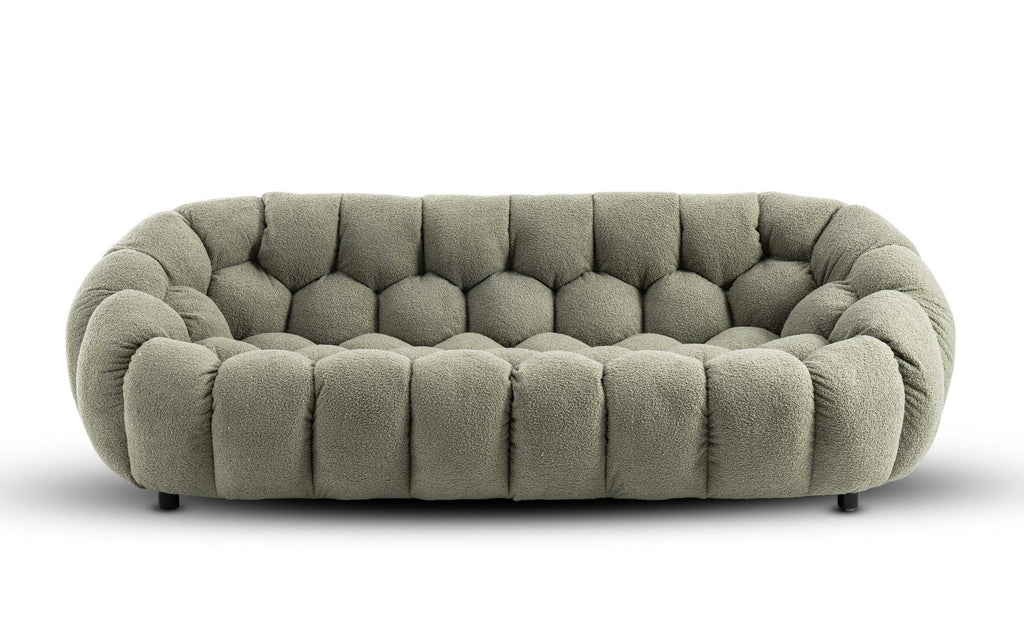 Teddy Boucle Fabric Sage Green Atrani 3 Seater Sofa