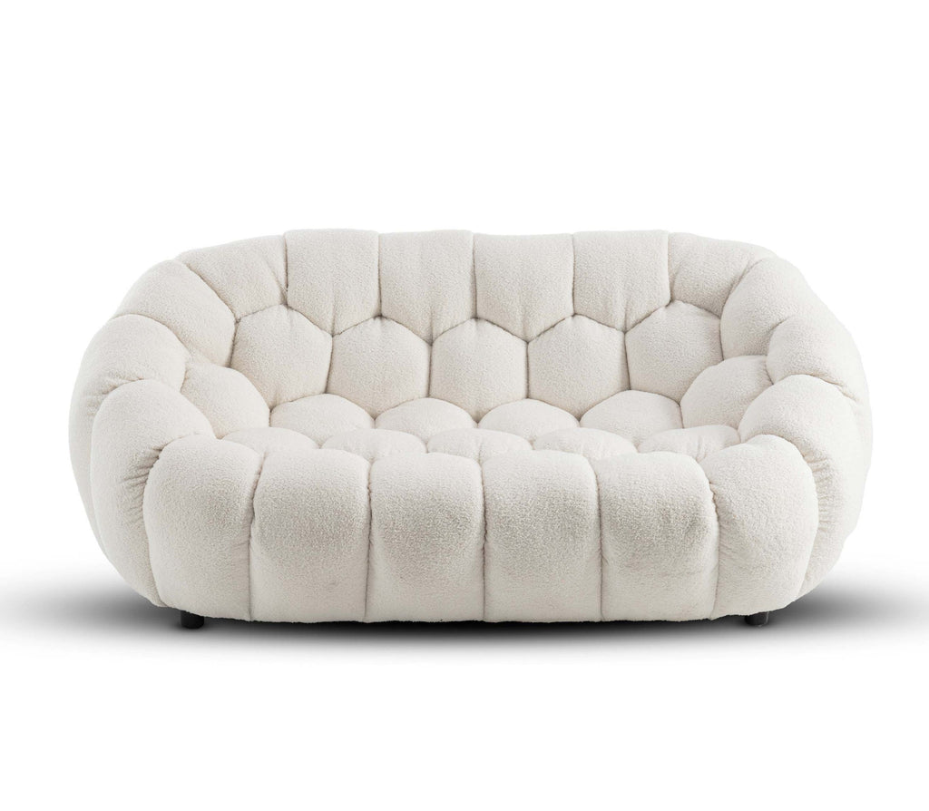 Teddy Boucle Fabric White Atrani 2 Seater Sofa