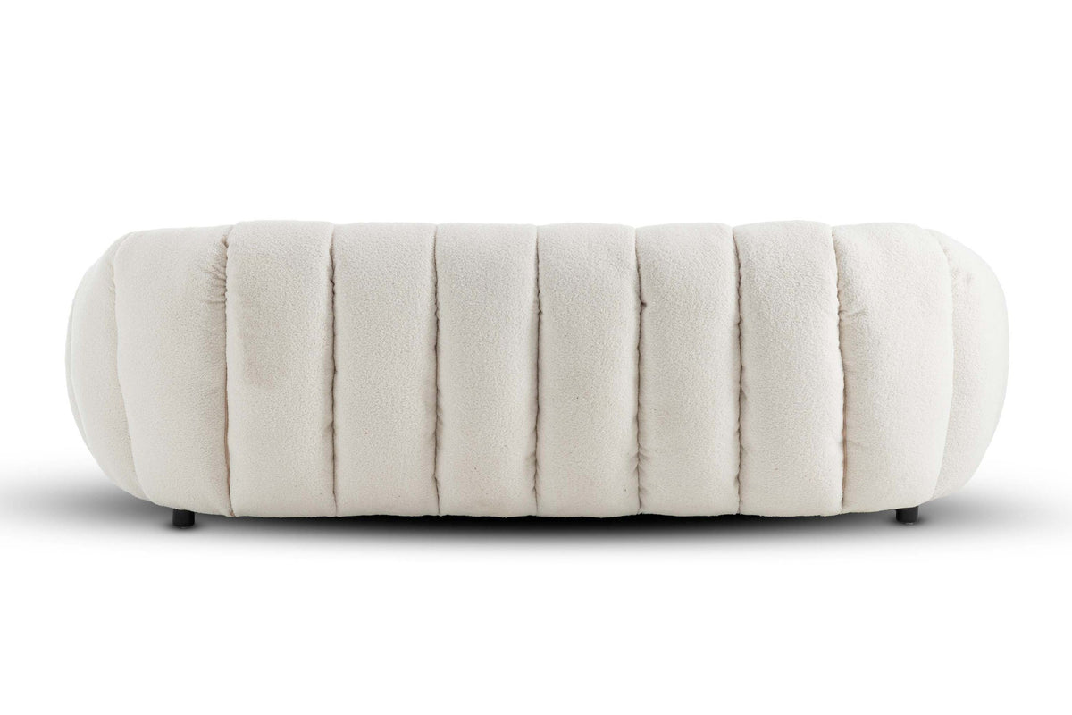 Teddy Boucle Fabric White Atrani 3 Seater Sofa