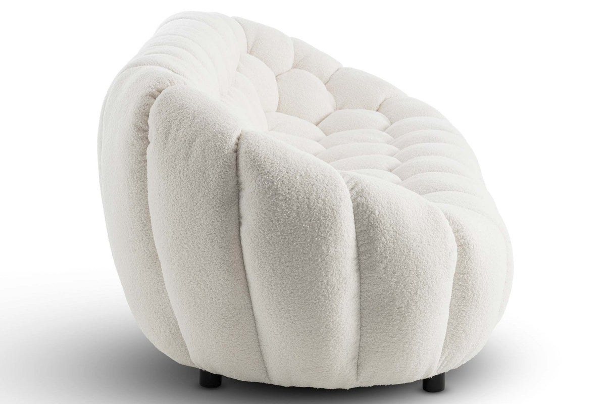 Teddy Boucle Fabric White Atrani 3 Seater Sofa