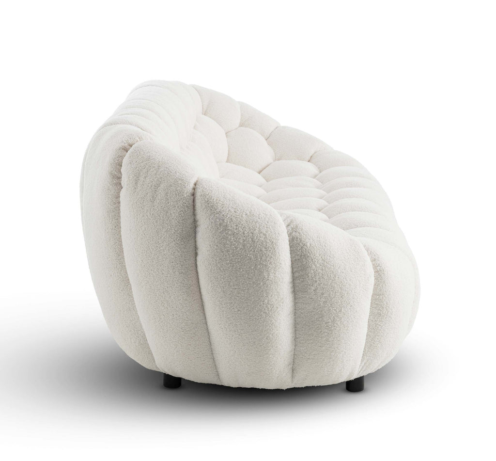 Teddy Boucle Fabric White Atrani 3 Seater Sofa