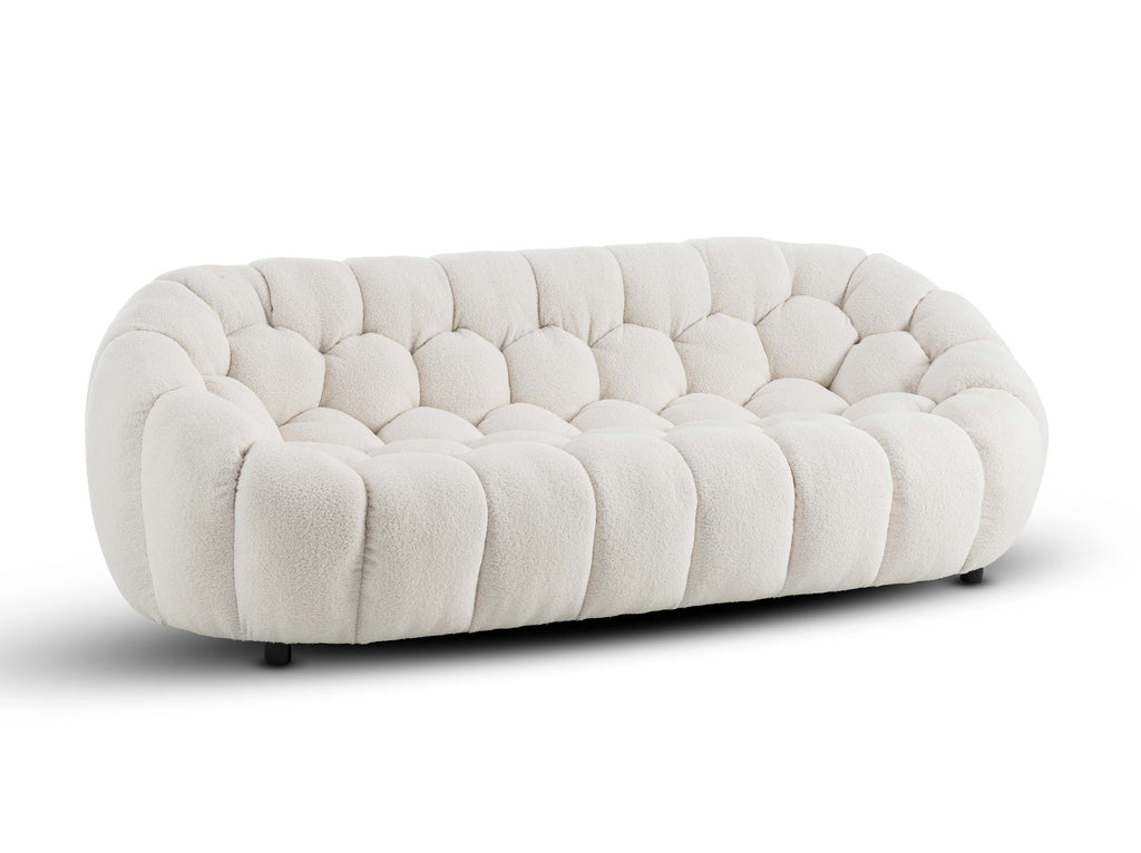 Teddy Boucle Fabric White Atrani 3 Seater Sofa