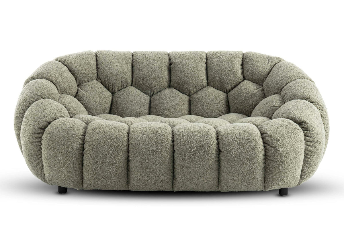 Teddy Boucle Fabric Sage Green Atrani 2 Seater Sofa
