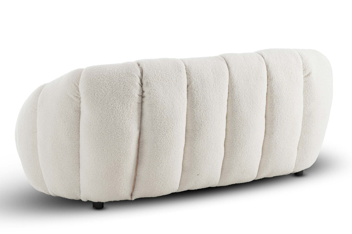 Teddy Boucle Fabric White Atrani 2 Seater Sofa