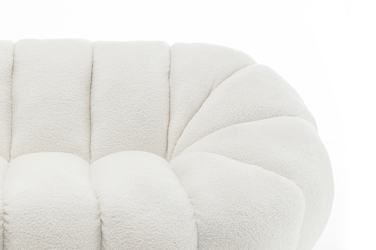 Teddy Boucle White 3 Seater Sofa REZZATO
