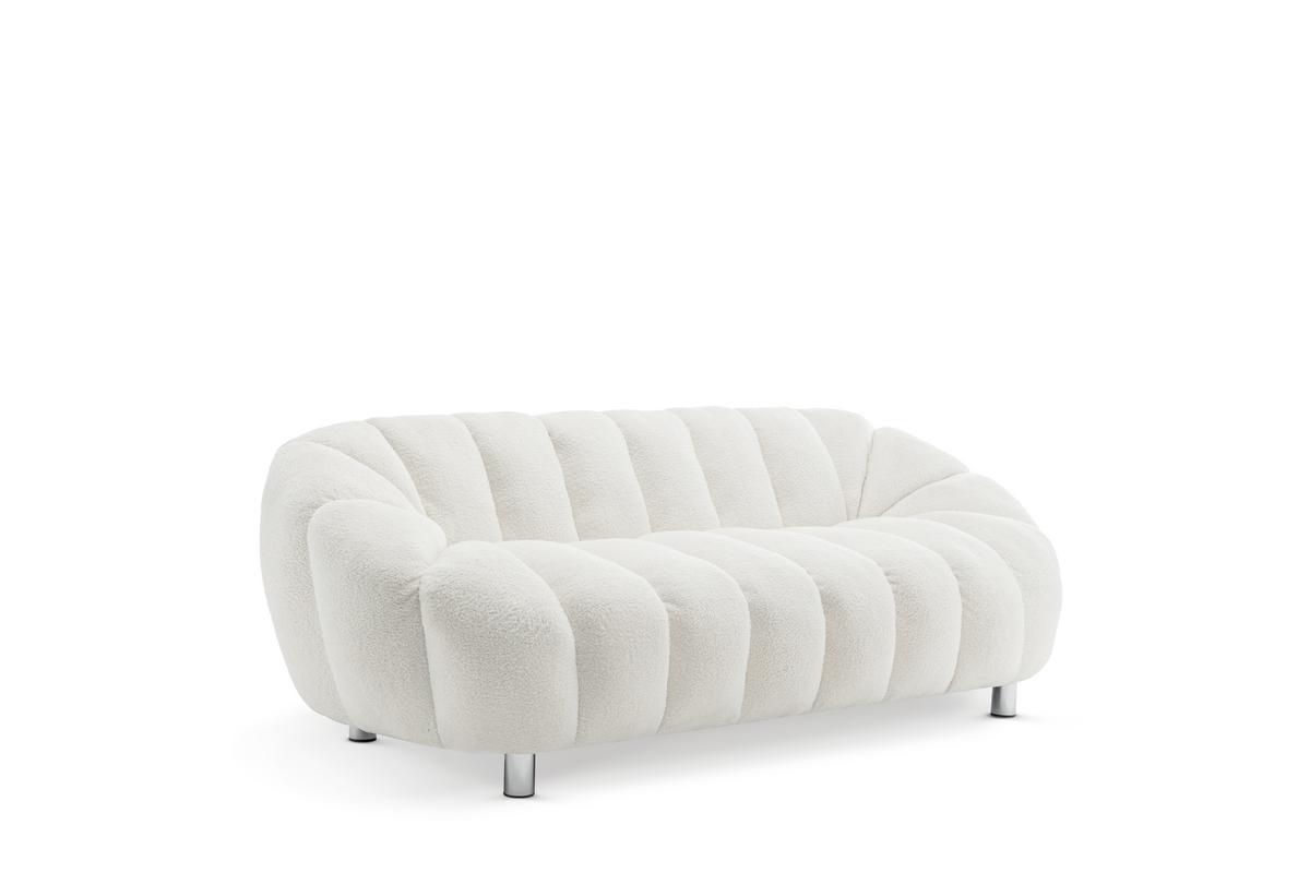 Teddy Boucle White 3 Seater Sofa REZZATO