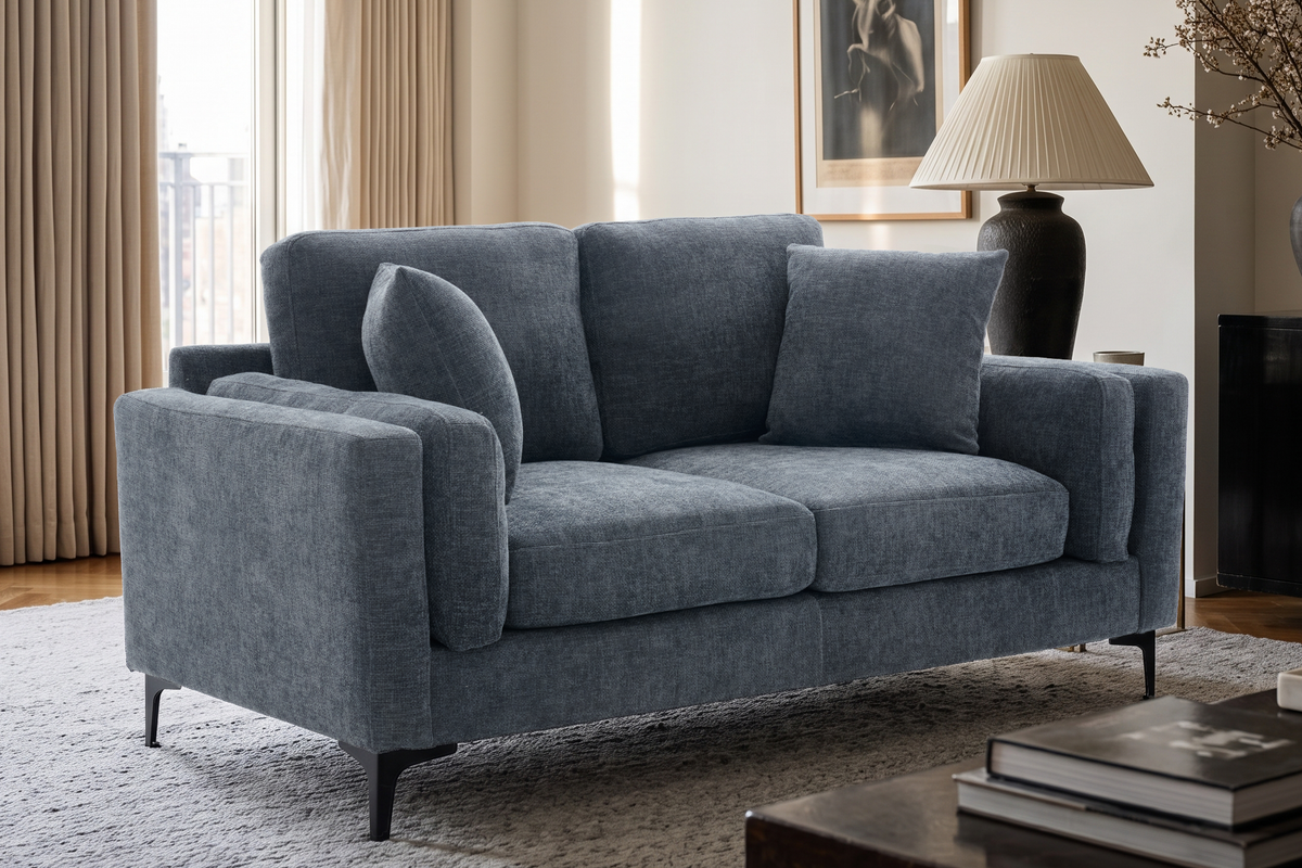 Blue Chenille 2 Seater Sofa MARGHERA