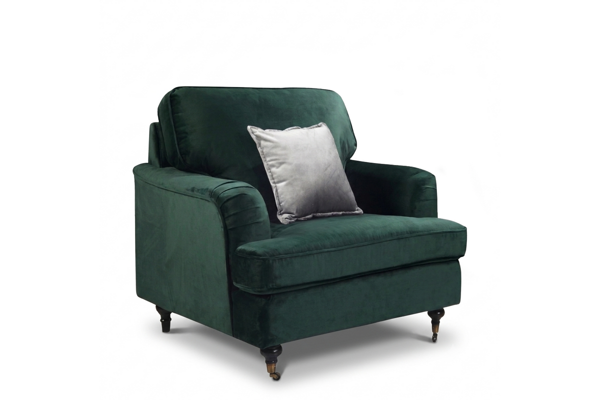 Velvet Bottle Green 1 Seater Bella Sofa ASTBURY