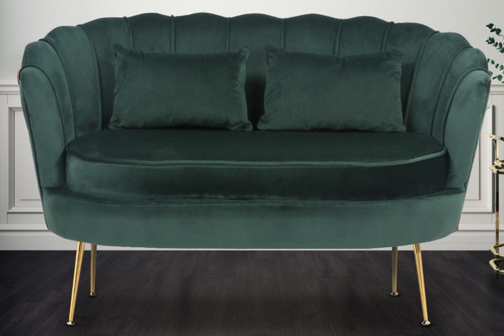 Velvet Bottle Green 2 Seater Daisy Accent Sofa Chair Lovesofas