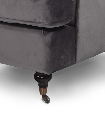 Velvet Dark Grey 1 Seater Bella Sofa ASTBURY