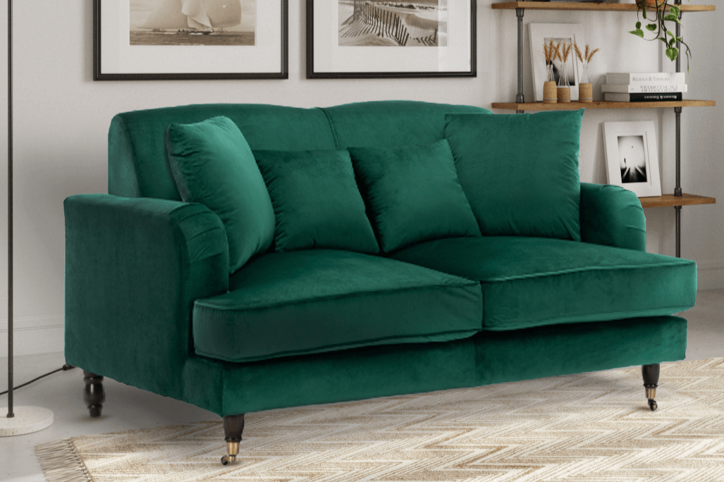 Velvet Emerald Green 2 Seater Ashton Sofa