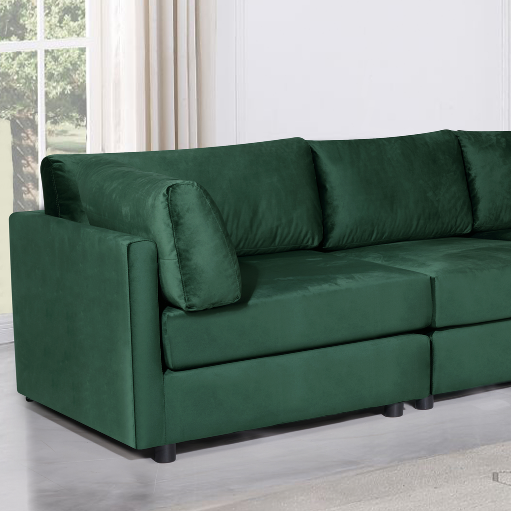 Velvet Emerald Green Tuscany 2C3 6 Seater Modular Corner Sofa