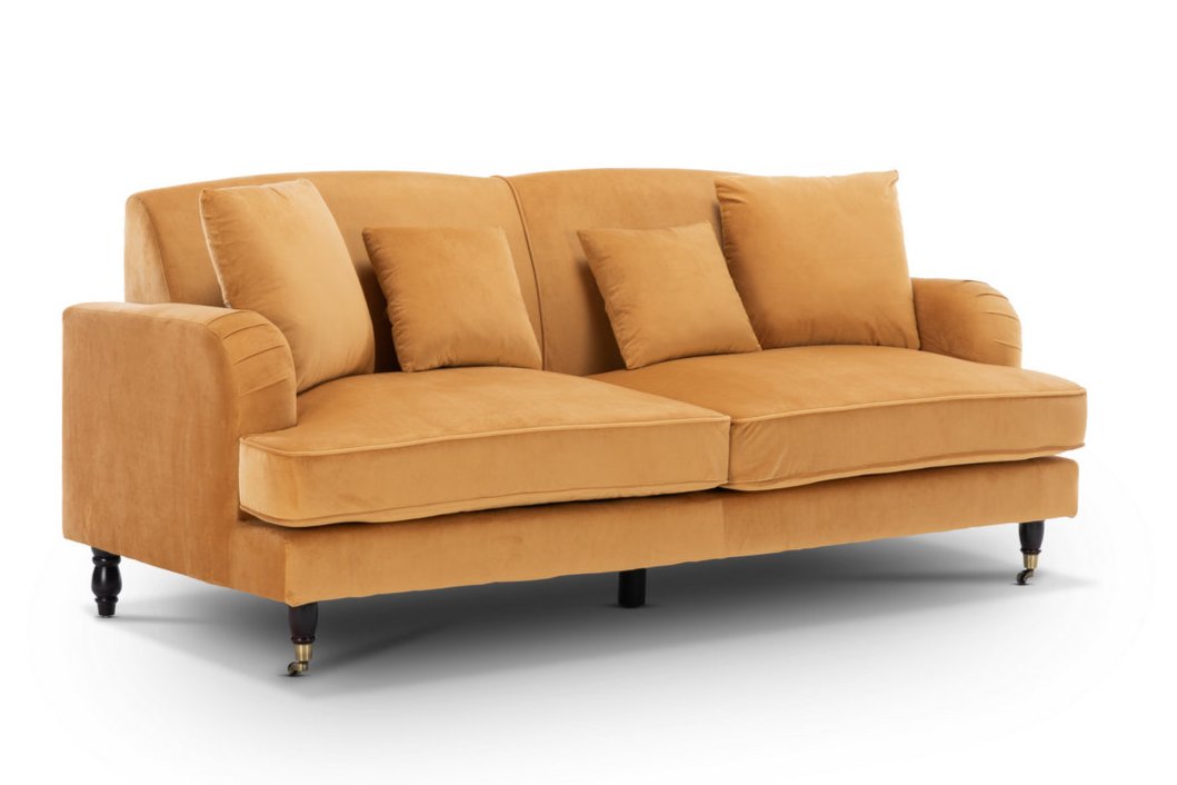 Velvet Gold 3 Seater Ashton Sofa