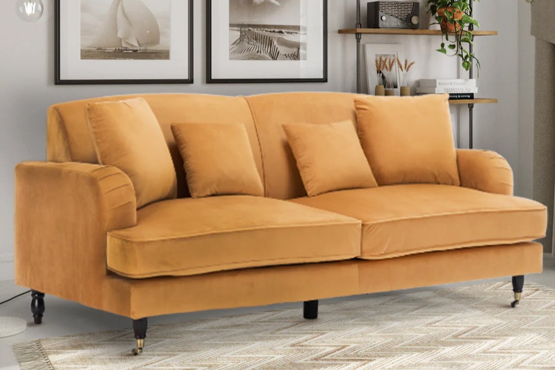 Velvet Gold 3 Seater Ashton Sofa
