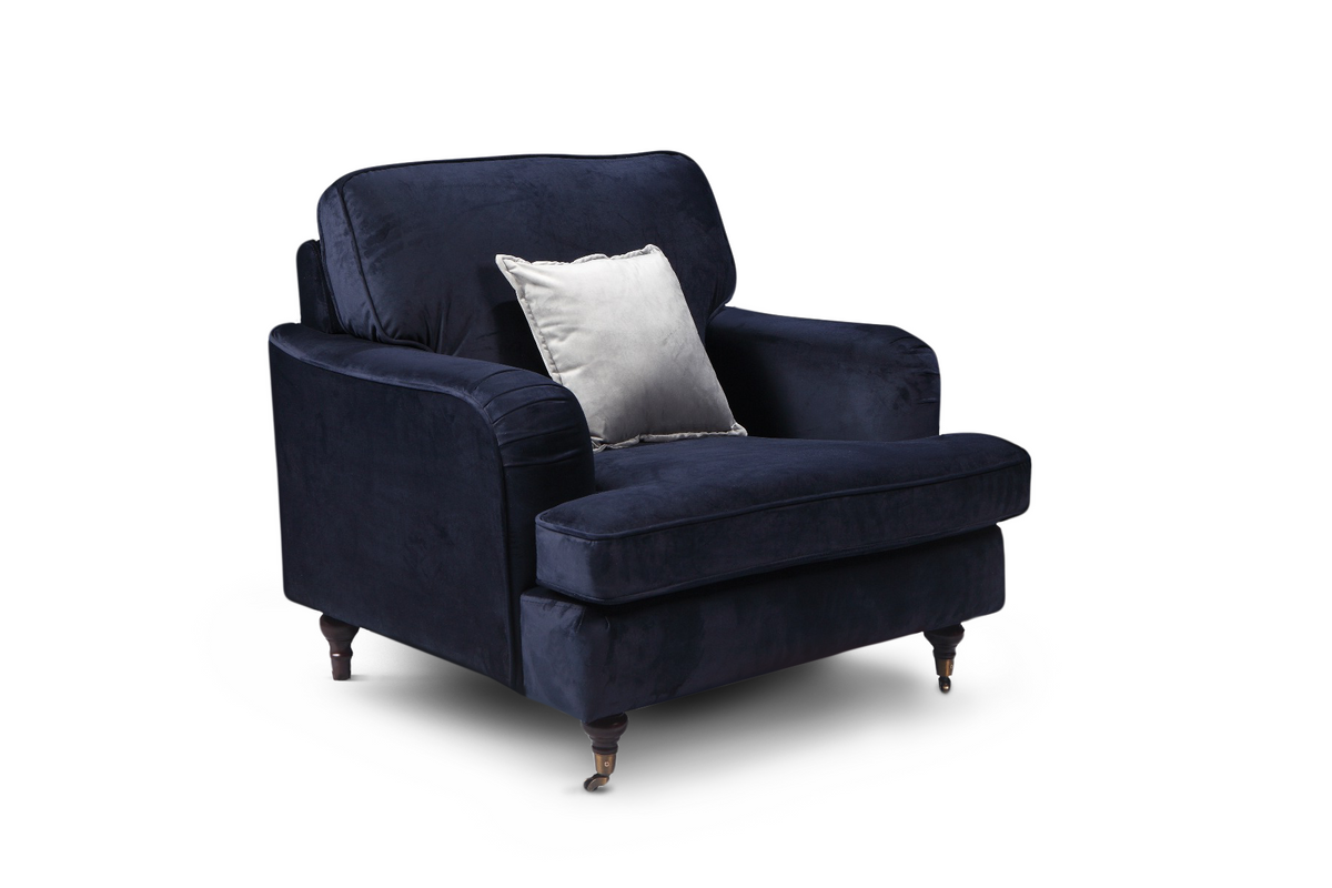 Velvet Navy Blue 1 Seater Bella Sofa ASTBURY