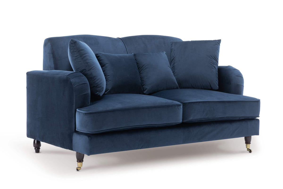 Velvet Navy Blue 2 Seater Sofa ASHTON