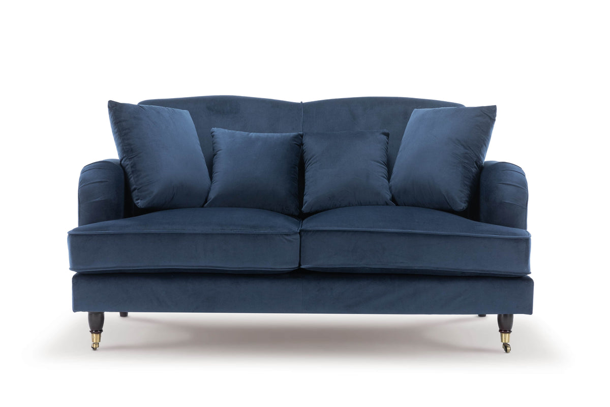 Velvet Navy Blue 2 Seater Sofa ASHTON