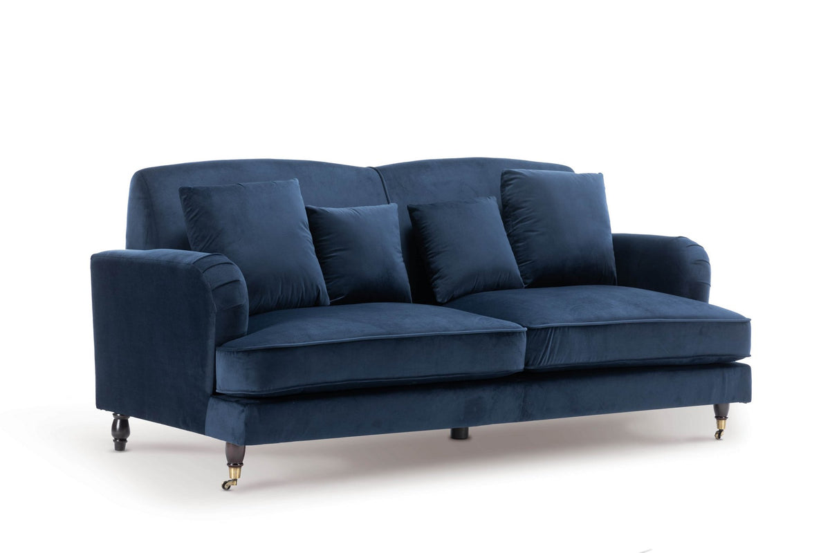 Velvet Navy Blue 3 Seater Sofa ASHTON