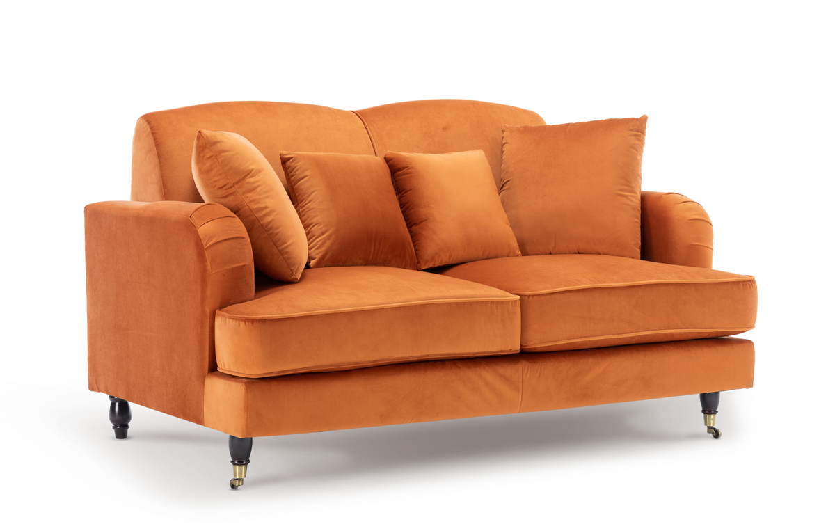 Velvet Orange 3 + 2 Seater Sofa Set ASHTON