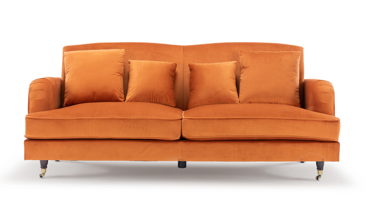 Velvet Orange 3 + 2 Seater Sofa Set ASHTON