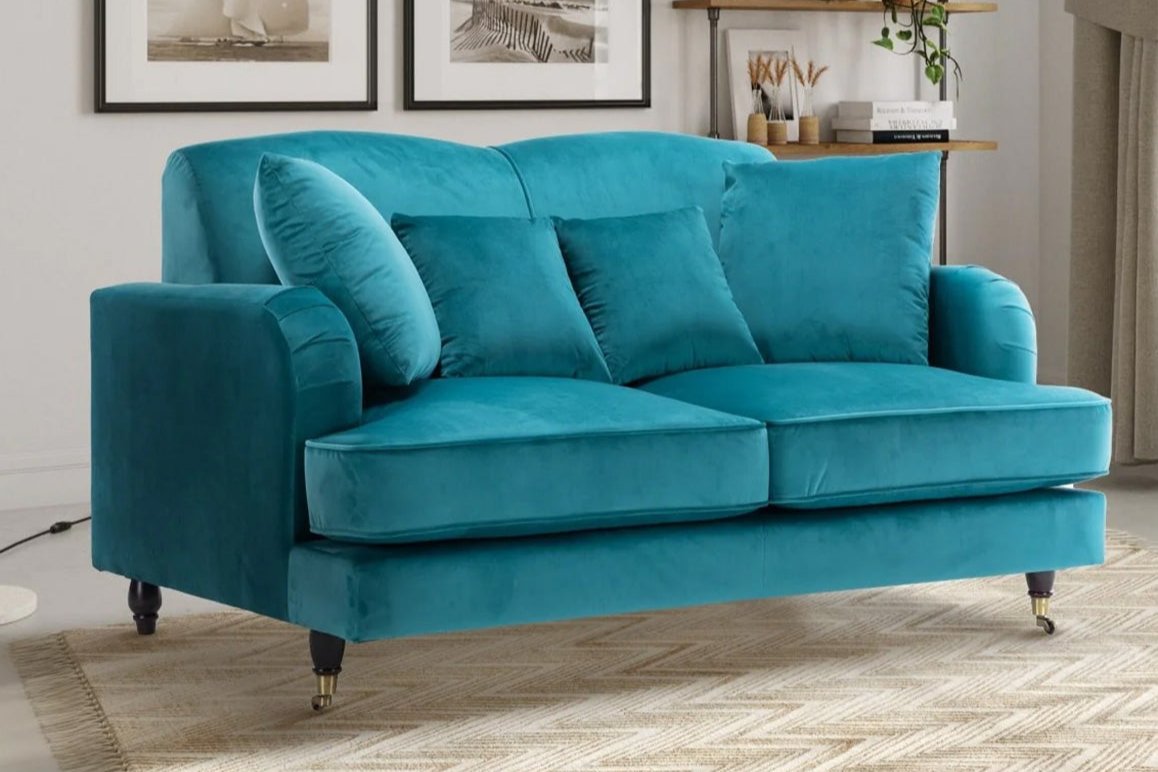 Velvet Teal 2 Seater Sofa ASHTON