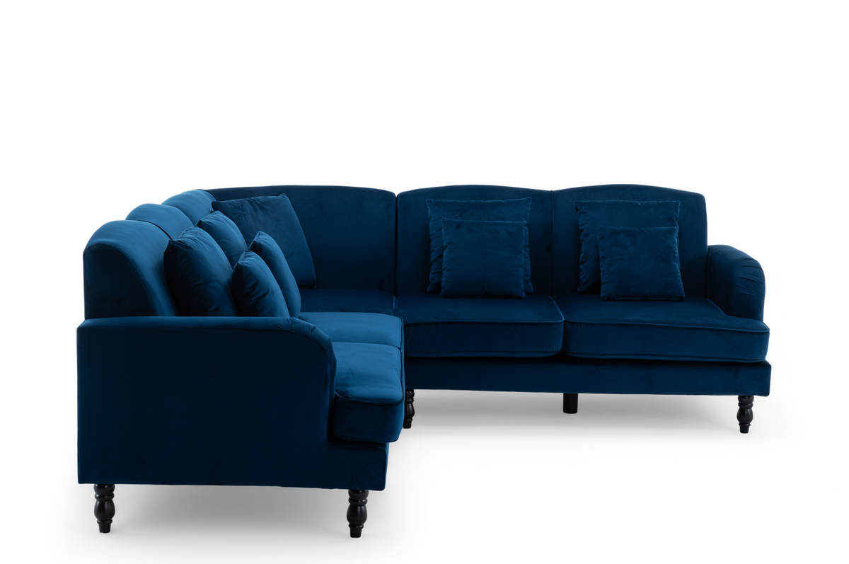 Velvet Blue Modular Corner Sofa 2C3/3C2 ASHTON
