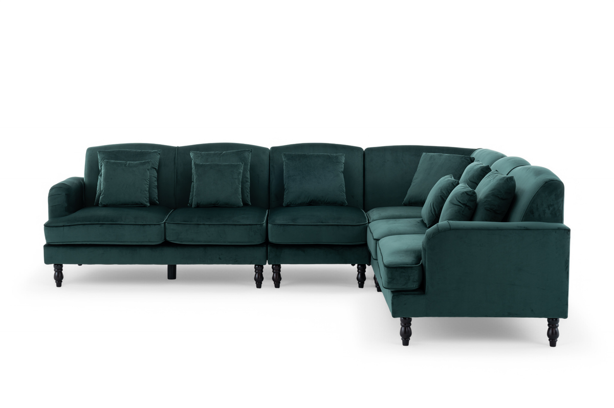 Velvet Bottle Green Modular Corner Sofa 2C3/3C2 ASHTON