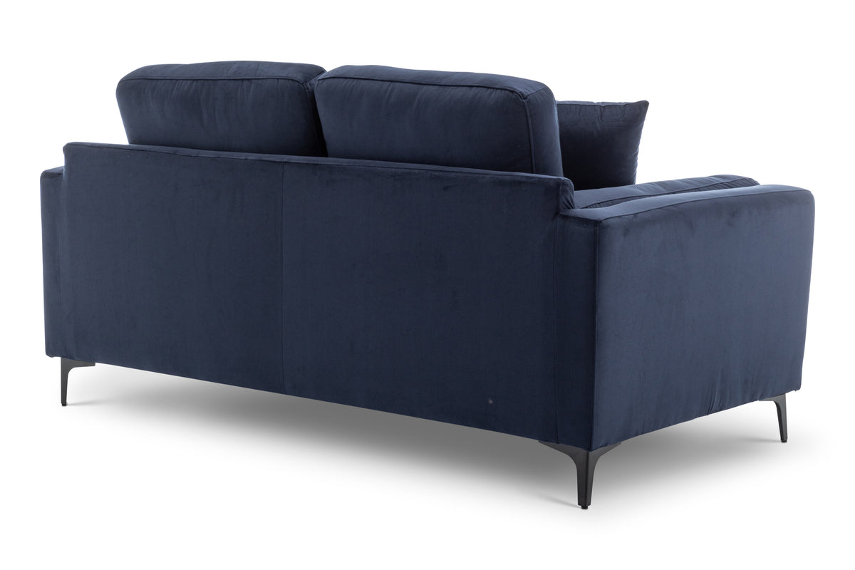 Velvet Navy Blue 2 Seater Sofa MARGHERA Back Angle