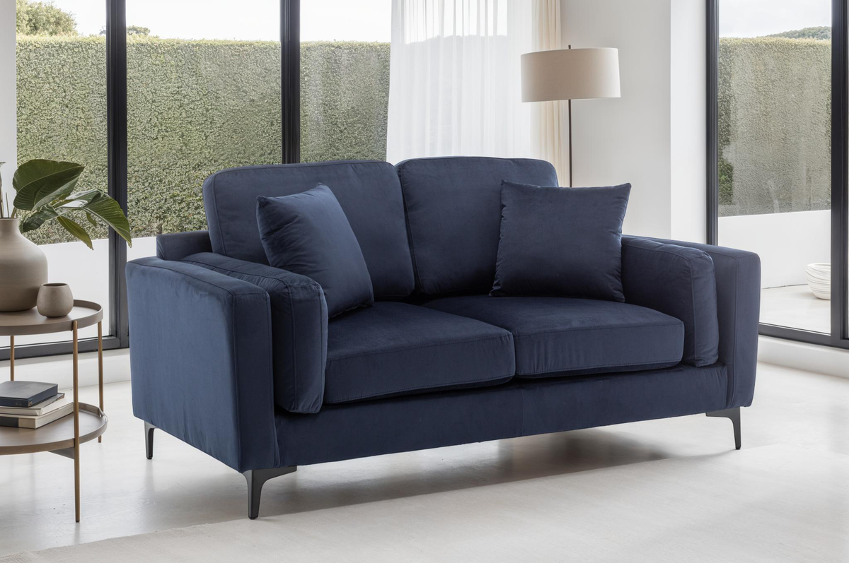 2 Seater Marghera Navy Blue Velvet Sofa – Lovesofas