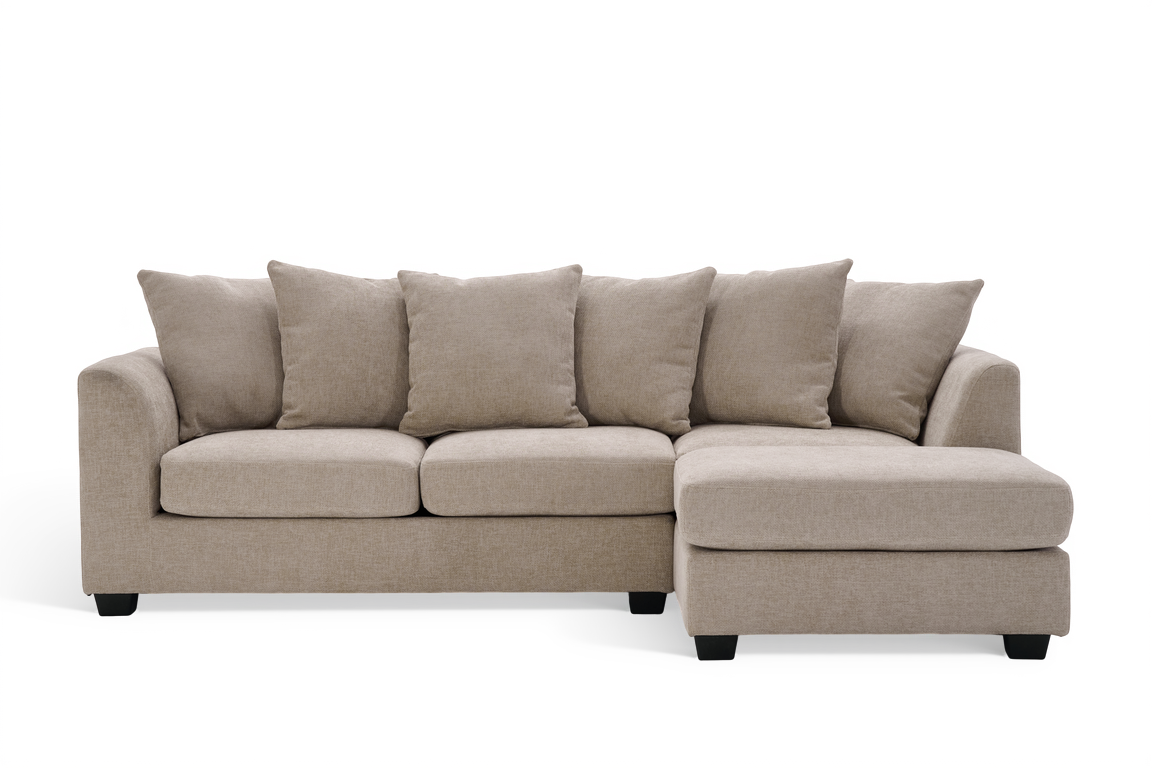 Beige Chenille 2C1 Corner Sofa with Chaise CHLOE